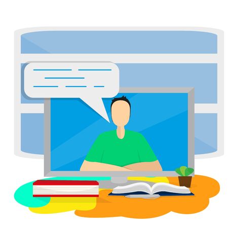 Home study concept. Online class. Self-learning - Vector illustrationのイラスト素材
