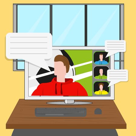 Home study concept. Online class. Self-learning - Vector illustrationのイラスト素材