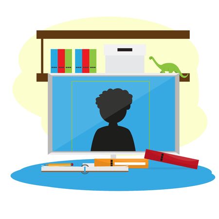 Home study concept. Online class. Self-learning - Vector illustrationのイラスト素材