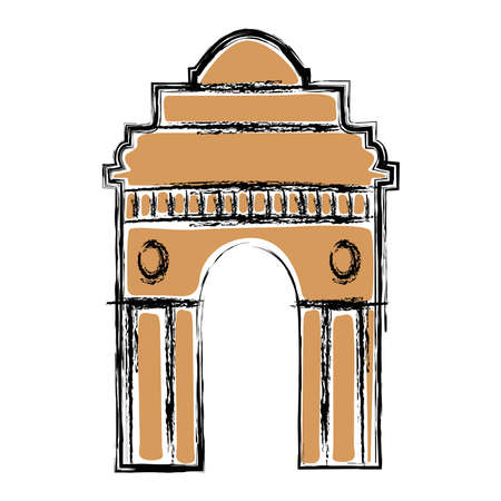 India gate sketch. Indian architecture - Vector illustrationのイラスト素材