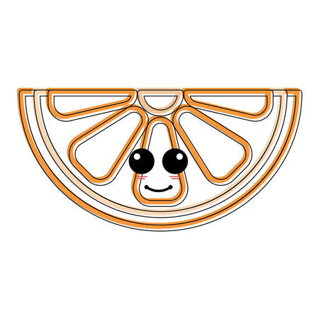 Cartoon icon of a happy orange cut. Fruit icon - Vectorのイラスト素材