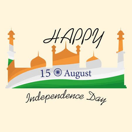 Independence day of India. Taj mahal in a greeting card - Vector