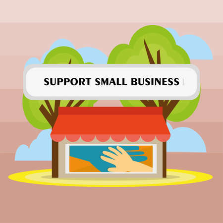 Support local shop small. Local market - Vectorのイラスト素材