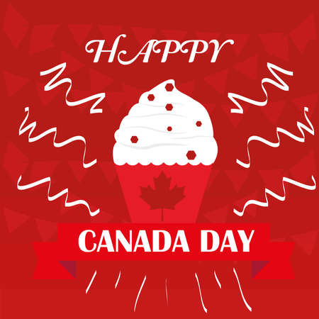 Happy Canada day card with a cupcake - Vectorのイラスト素材