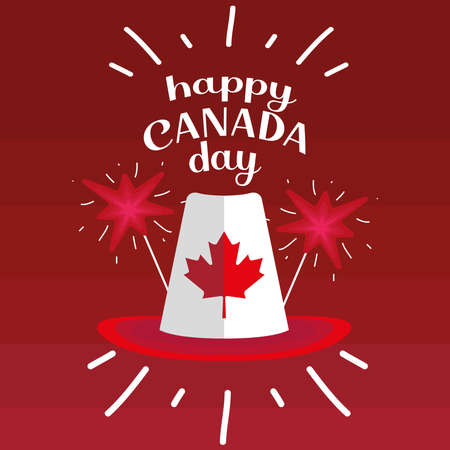Happy Canada day card with a traditional canadian hat - Vectorのイラスト素材