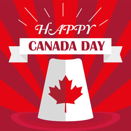 Happy Canada day card with a traditional canadian hat - Vectorのイラスト素材