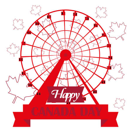 Happy Canada day card with a grande roue. Montreal landmark - Vectorのイラスト素材