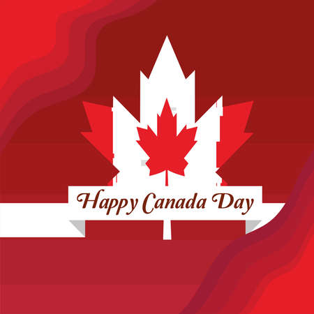 Happy Canada day card with a maple leaf - Vectorのイラスト素材