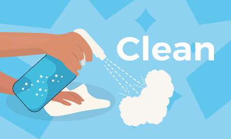 Cleaning service banner. Housework poster. Cleaning products - Vector illustrationのイラスト素材