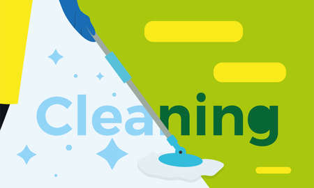 Cleaning service banner. Housework poster. Cleaning products - Vector illustrationのイラスト素材