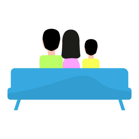 Family on a modern sofa icon. Home icon - Vectorのイラスト素材