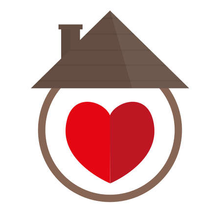 Residential house icon with a heart inside - Vectorのイラスト素材