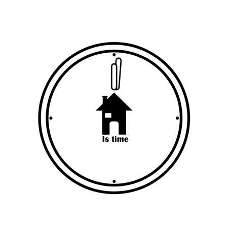 Clock icon with a house. Home decoration - Vectorのイラスト素材