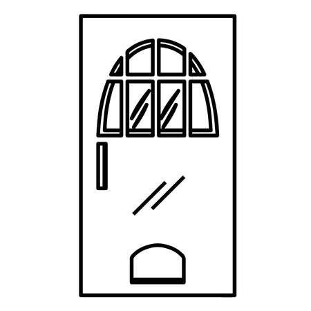 Door icon with a window. House icon - Vectorのイラスト素材