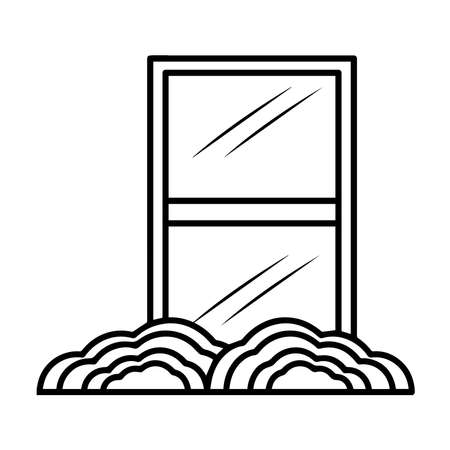 Window icon with shrubbery icon. House icon - Vectorのイラスト素材