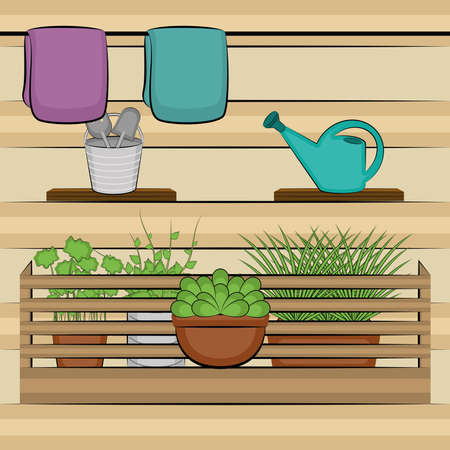 Urban farming. Urban gardening. Organic food and spices garden - Vectorのイラスト素材