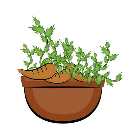 Vegetable or spice plant in a pot. Urban farming gardening - Vectorのイラスト素材