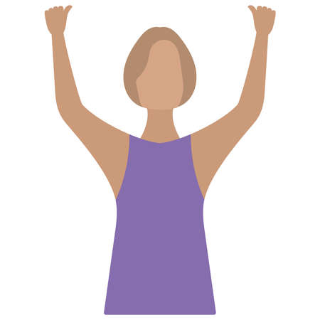 Isolated woman icon. Woman with hands up - Vectorのイラスト素材