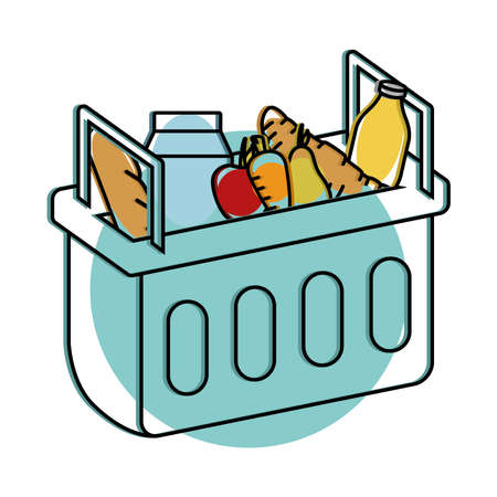 Shopping basket icon with foods and beverages - Vectorのイラスト素材