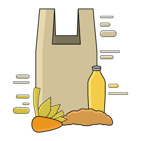 Grocery bag icon with foods and beverages - Vectorのイラスト素材
