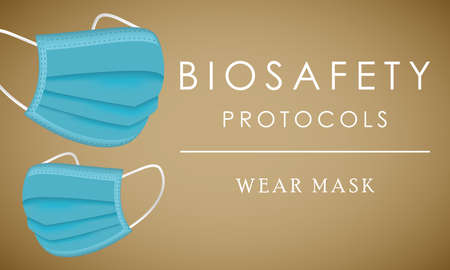 Biosafety protocols poster. Wear face mask - Vectorのイラスト素材