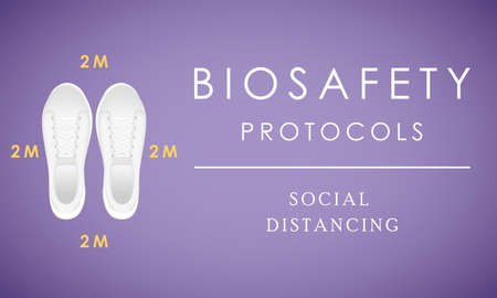 Biosafety protocols poster. Maintain social distancing - Vector