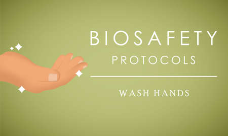 Biosafety protocols poster. Wash your hands - Vectorのイラスト素材