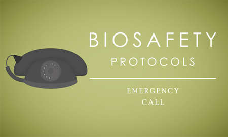 Biosafety protocols poster. Emergency call - Vector illustrationのイラスト素材