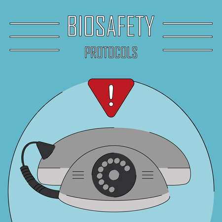 Biosafety protocols poster. Emergency call - Vector illustrationのイラスト素材