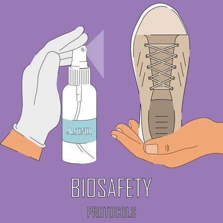 Biosafety protocols poster. Make use of alcohol - Vectorのイラスト素材