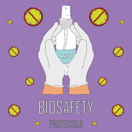 Biosafety protocols poster. Make use of alcohol - Vectorのイラスト素材