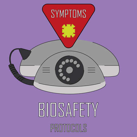 Biosafety protocols poster. Emergency call - Vector illustrationのイラスト素材