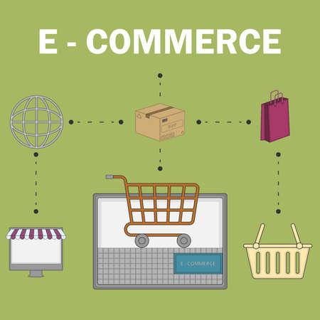 Online commerce illustration. Internet bussiness. E-commerce concept - Vectorのイラスト素材