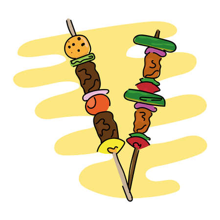 Isoalted barbecue kebab icon. Fast food - Vectorのイラスト素材