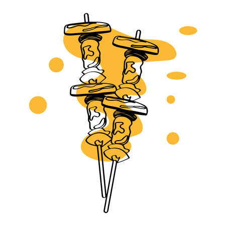 Isoalted barbecue kebab icon. Fast food - Vectorのイラスト素材