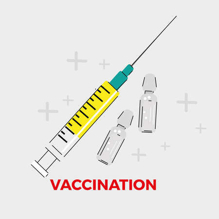 Vaccination medical poster. Immunization injection - Vector illustrationのイラスト素材