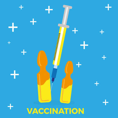 Vaccination medical poster. Immunization injection - Vector illustrationのイラスト素材