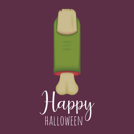 Green zombie finger. Happy halloween card - Vectorのイラスト素材