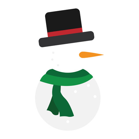 Isolated christmas snowman cartoon with a hat and a scarf. Vector illustrationのイラスト素材