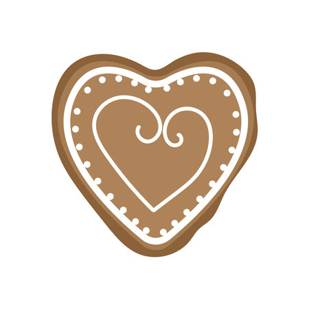 Isolated christmas gingerbread icon with a heart shape. Vector illustrationのイラスト素材