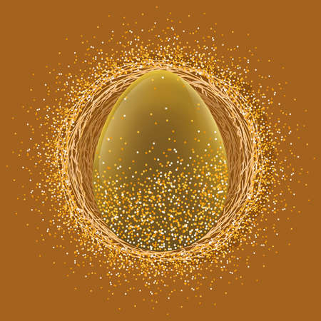 Decorated easter egg in a nest. Easter season - Vectorのイラスト素材