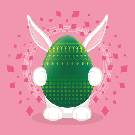 Bunny with a decorated easter egg - Vectorのイラスト素材