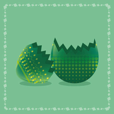 Broken decorated easter egg. Easter season - Vectorのイラスト素材