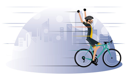 Man riding a route bicycle - Vector illustrationのイラスト素材