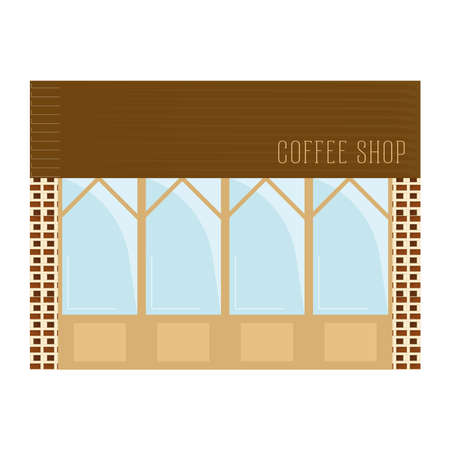 Front view of an isolated coffee shop building - Vector illustrationのイラスト素材