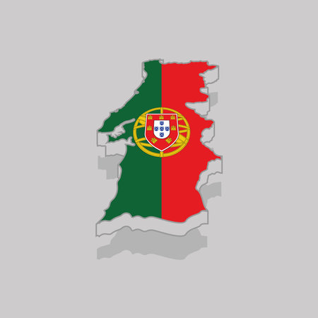Isolated 3d map with the flag of Portugal - Vector illustrationのイラスト素材