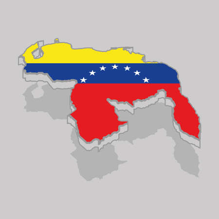 Isolated 3d map with the flag of Venezuela - Vector illustrationのイラスト素材