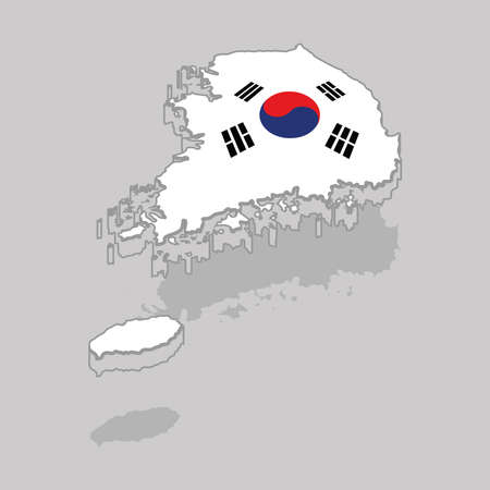 Isolated 3d map with the flag of South Korea - Vector illustrationのイラスト素材