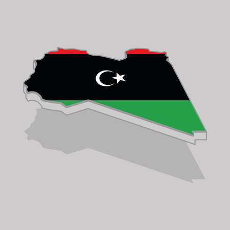 Isolated 3d map with the flag of Libya - Vector illustrationのイラスト素材