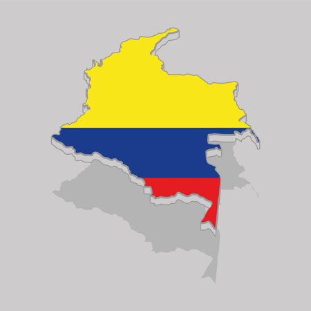 Isolated 3d map with the flag of Colombia - Vector illustrationのイラスト素材